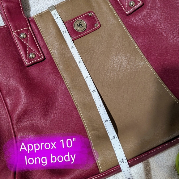 ANNA MARTINA FRANCO NWOT 3 lg pouch shoulder bag, Reddish/Burgundy & Tan colour - Picture 8 of 16